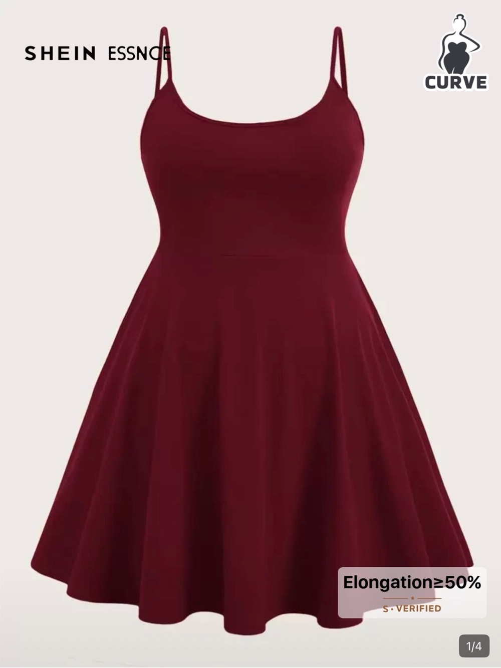 SHEIN Burgundy Spaghetti Strap Fit & Flare Mini Dress